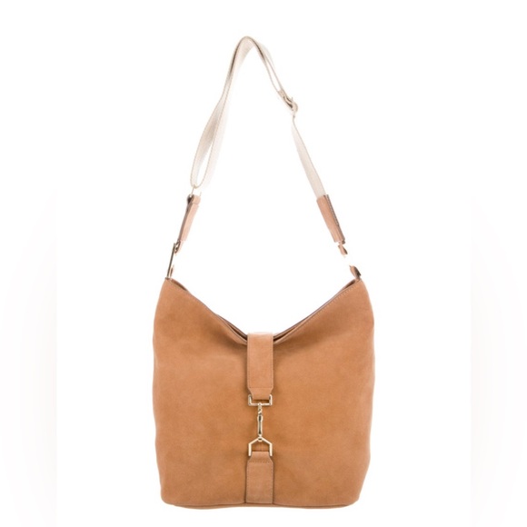 India Hicks Suede Edwina Hobo Elegant Tan Shoulder Bag - Picture 1 of 12